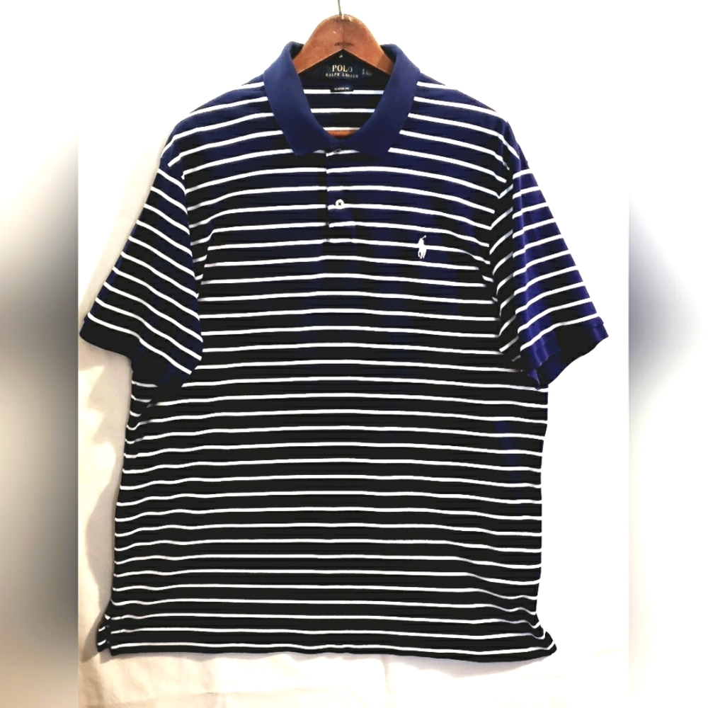 Polo Ralph Lauren Men's Classic Fit Short Sleeve French Navy White Polo XL